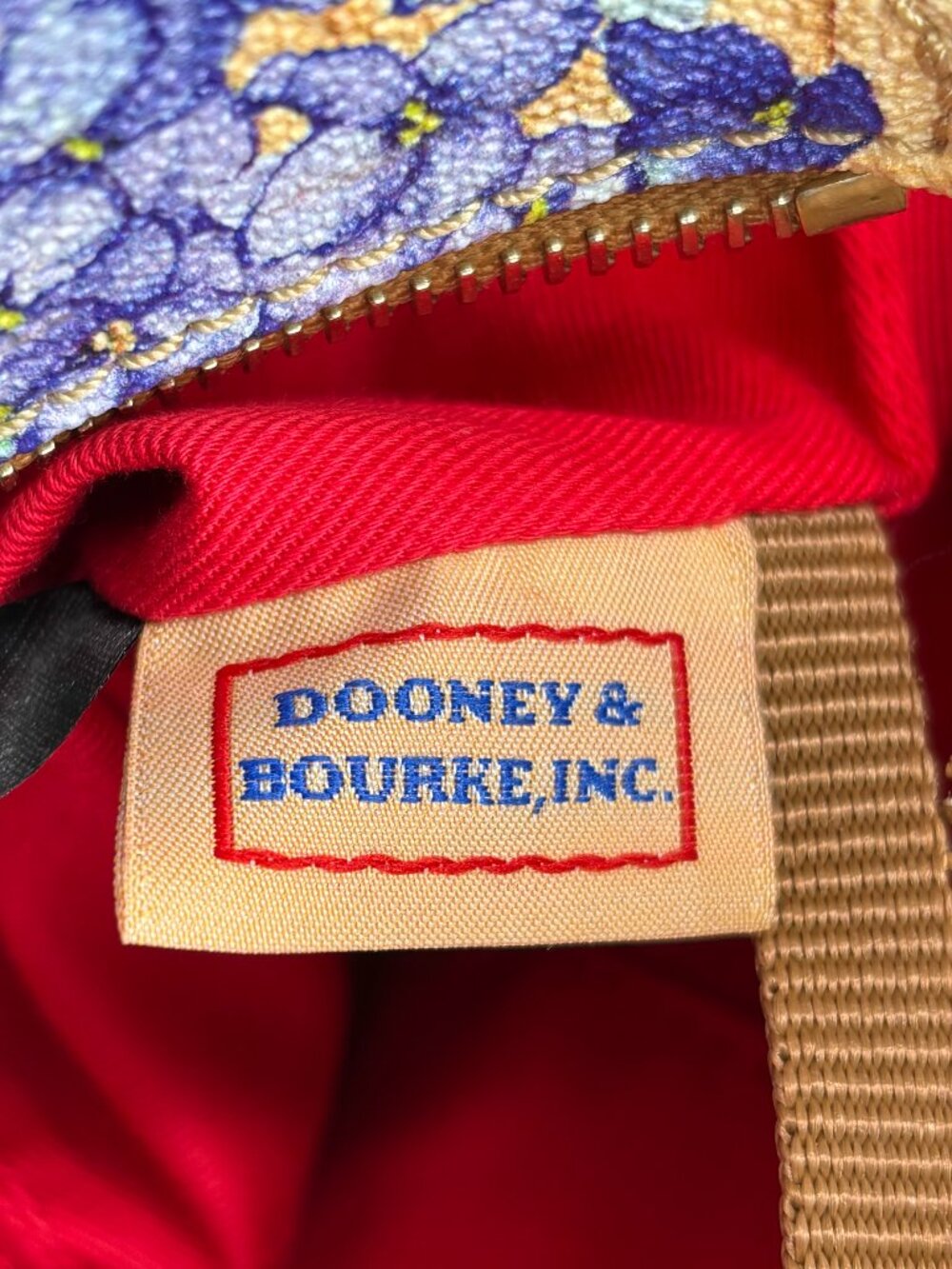 Dooney & Bourke Purple Hydrangea With Yellow Basketweave Design Shopper Tote Bag - Picture 15 of 16